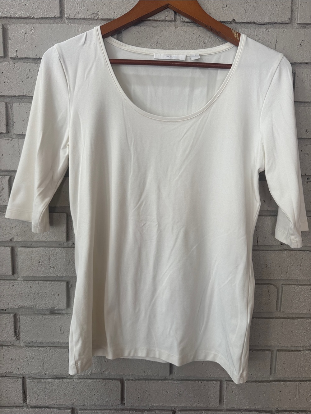 Boss White Scoop Neck Short Sleeve Top